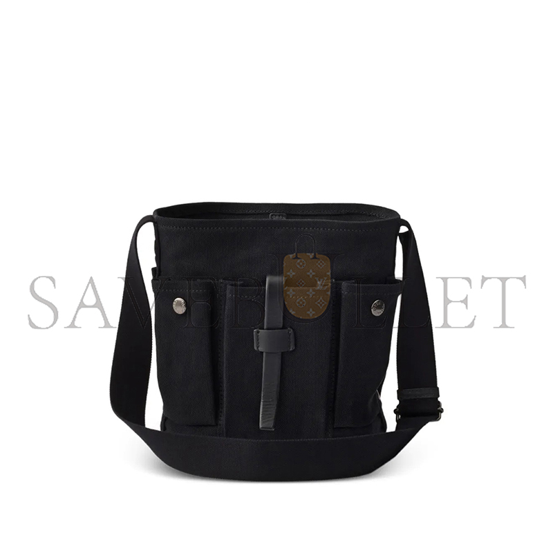 Pra*a ROUTE MINI CANVAS AND LEATHER BUCKET BAG 1BE106 (24.5*23*15cm)